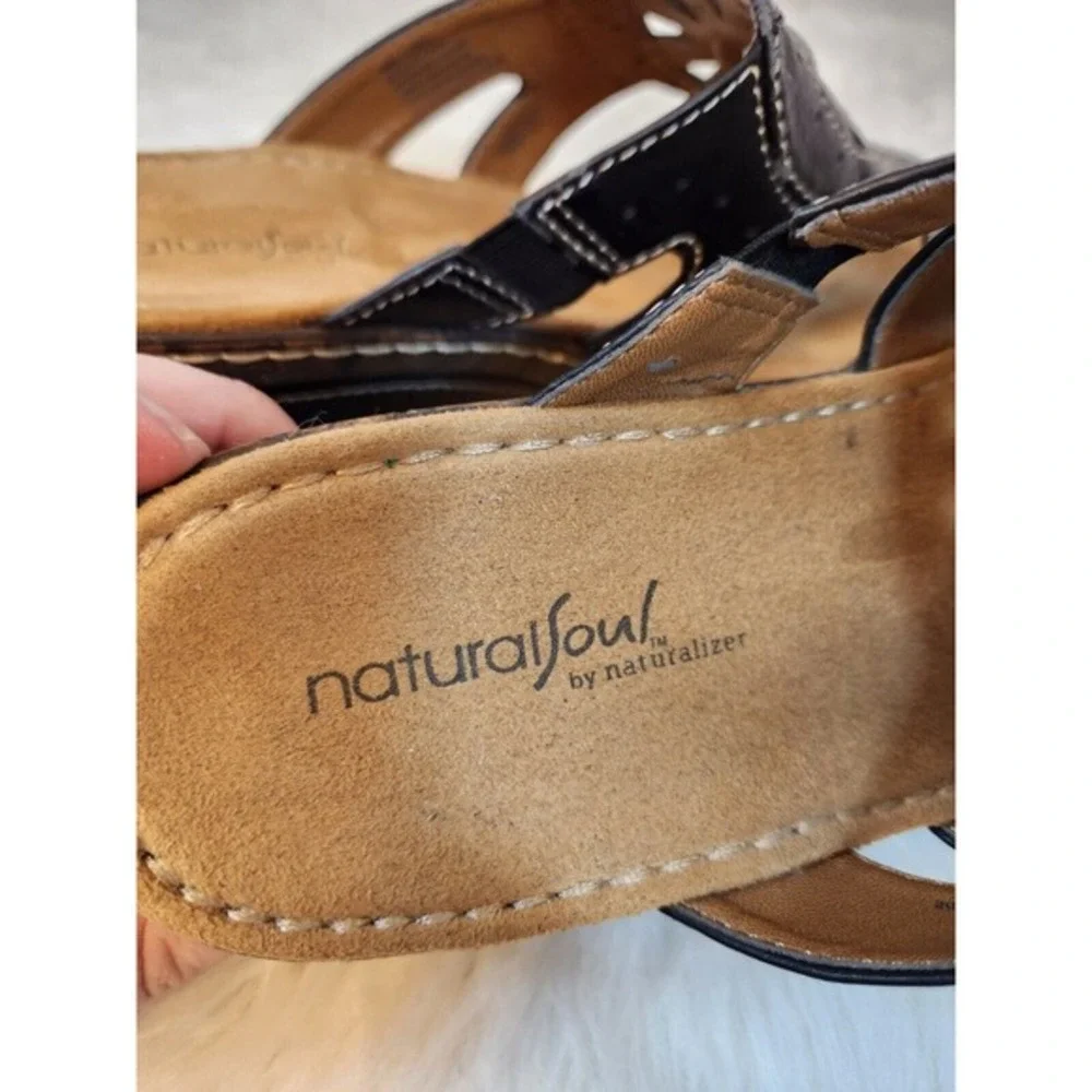 Natural Soul Women's Dark‎ Brown Leather Sandals Size 10